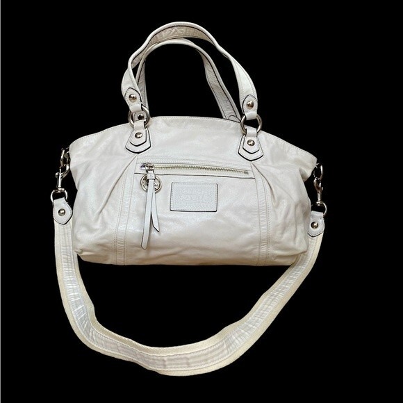 COACH  Legacy Poppy  Leather Rocker Crossbody Double Handles Ivory 16285 - Picture 1 of 16